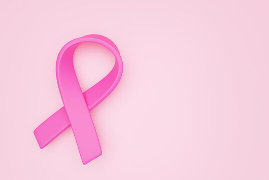 Pink ribbon  breast cancer awareness sign or symbol 3d illustration
