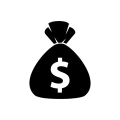 Money bag icon black white vector design