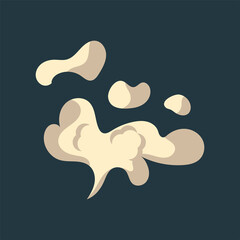 Bubble explode smoke poof and cloud blow effect. Wind with cartoon gray fog and boom dust vector illustration. Puff icon and air cloudy element. Fume comic explosion and vapor storm isolated