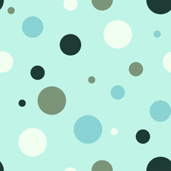 Seamless vector pattern with simple circles on blue background. Modern geometrical nursery wallpaper design. Decorative baby shower fashion textile.