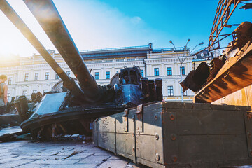 Burnt military equipment of Russians in Kyiv
