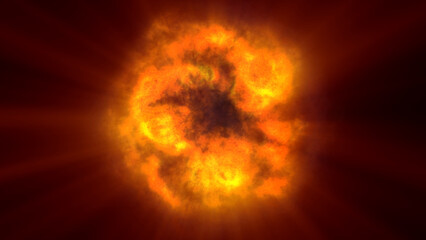 fire flame ball explosion in space, illustration