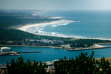 Top view the Atlantic coast at Viana do Castelo, Portugal.