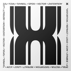 Minimal element with refraction and distortion effect. Abstract sign, a symbol for a promotional poster, music poster, sale banner, brochure, or logo for your brand. Eps10 vector.