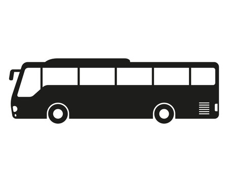 Side Bus icon. Public transport symbol. Automobile  Side view. illustration isolated on white.