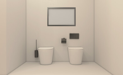Naklejka na ściany i meble Modern bathroom including bath and sink. 3D rendering.. Mockup. Empty paintings