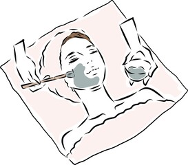 ビューティーサロン　泥パックを塗る女性