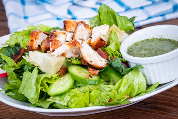 Grilled chicken salad with cilantro lime vinaigrette