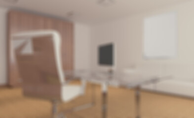 Fototapeta premium Elegant office interior. Mixed media. 3D rendering.. Mockup. E. Abstract blur phototography.