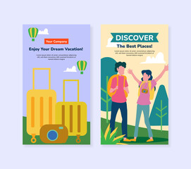 Flat design illustration traveling with summer day for stories