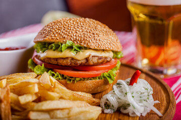 Burger with meat cutlet