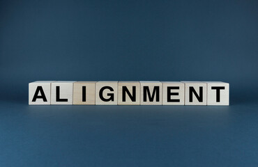 Alignment. Cubes form the word Alignment.