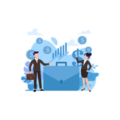 Naklejka premium Flat design work investment money concept business modern