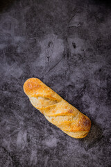 Homemade croissants on old table background.