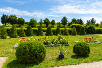 Garden around Chinese Palace and Grand Palace in Zolochiv Castle, Ukraine.