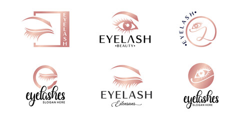 eyelash logo design collection, beauty, modern women's eyelash salon