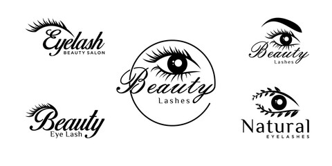 logo design collection female beauty eyebrow eyelashes
