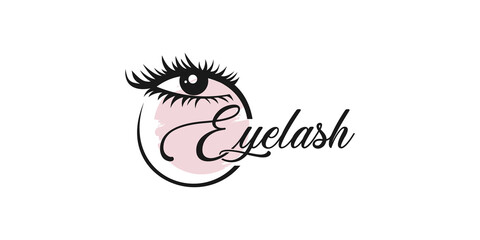 eyelashes, eyebrows beautiful women logo design