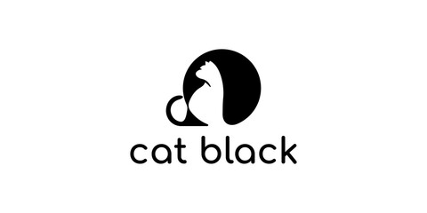 black cat silhouette logo design