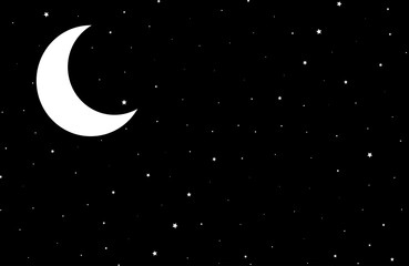 Plakat night black sky with moon stars