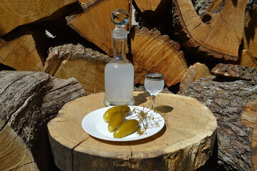 Ukrainian moonshine with soaked cucumbers