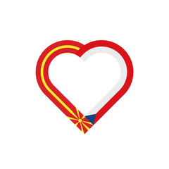 unity concept. heart ribbon icon of north macedonia and czech republic flags. vector illustration isolated on white background