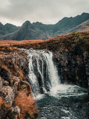 Fototapeta na wymiar waterfall in the mountains, Fairy Pools, Sgurr nan Gillean, Sgurr Dearg, Scotland