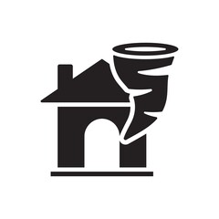 Tornado damage house icon 