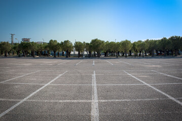 Empty car parking area in Rafina city, Greece