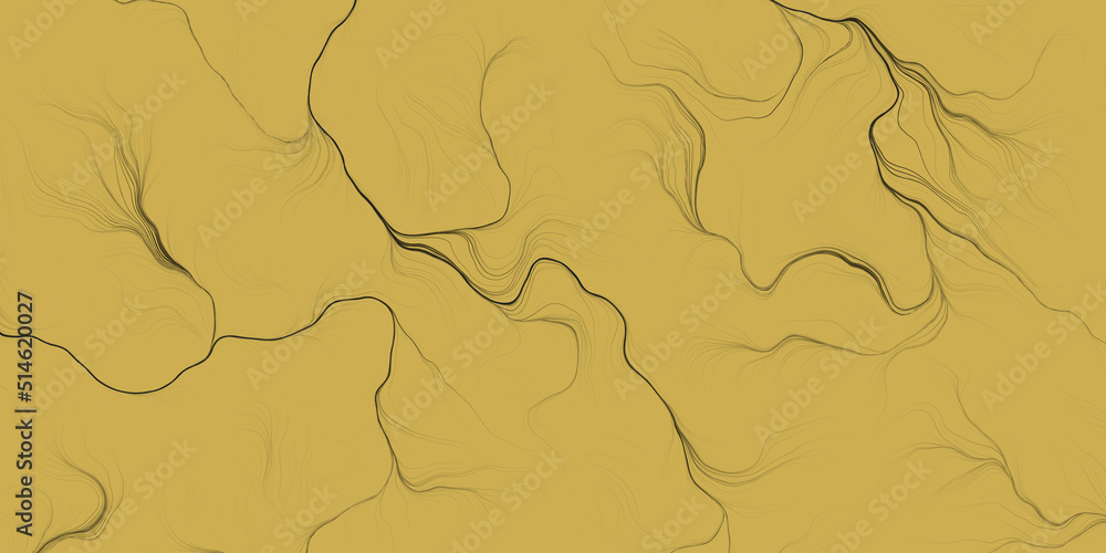 Poster abstract modern style geometric background design, mustard yellow and black flowing spreading curvin