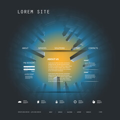 Obraz premium Website Design Template with Skyscrapers and City View from Below in Editable Vector Format