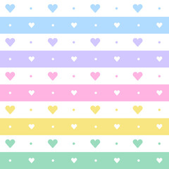 Rainbow Pastel Heart Horizontal Line Stripe Dot Dash Line Circle Seamless Pattern Vector Illustration Tablecloth, Picnic mat wrap paper, Mat, Fabric, Textile, Scarf