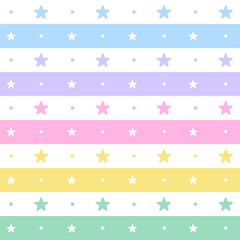 Rainbow Pastel Star Shining Sparkle Sky Horizontal Line Stripe Dot Dash Line Circle Seamless Pattern Vector Illustration Tablecloth, Picnic mat wrap paper, Mat, Fabric, Textile, Scarf