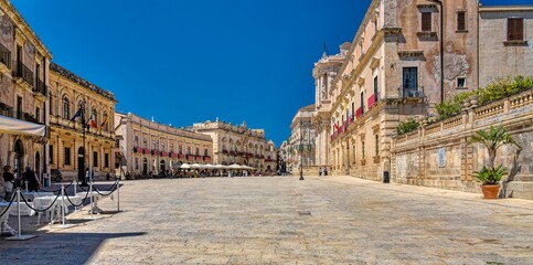 Main Square Siracusa Sicily Italy - obrazy, fototapety, plakaty