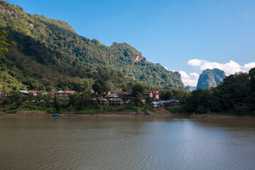 Fototapeta na wymiar Landscape of Nong Khiaw District with Nam Ou River in Laos