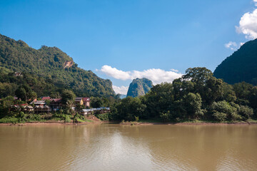 Fototapeta premium Landscape of Nong Khiaw District with Nam Ou River in Laos