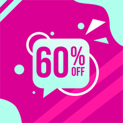 vector illustration flash sale, banner design template, tags set with 60 percent discount offer.