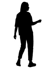 black silhouette of a girl in loose clothes