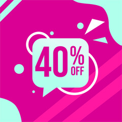vector illustration flash sale, banner design template, tags set with 40 percent discount offer.