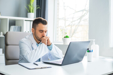 Doctor Works in the Medical Office. Workplace of a Professional Therapist in a Hospital or Clinic. The Concept of Healthcare and Medicine.