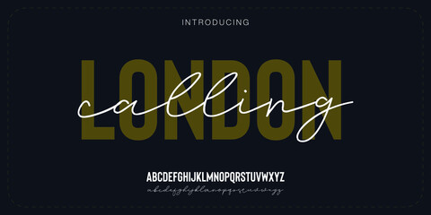 Elegant london calling alphabet duo elegant letter font. beauty Typography lettering bold sans serif and script fonts, decorative vintage retro concept. vector illustration