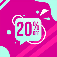 vector illustration flash sale, banner design template, tags set with 20 percent discount offer.