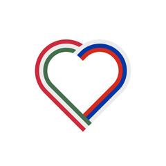 peace concept. heart ribbon icon of hungary and russia flags. vector illustration isolated on white background
