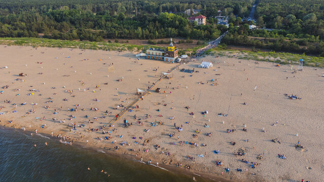 A view of the beach in Stogi on a beautiful sunny day. Gdansk, Poland.