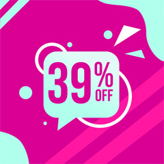 vector illustration flash sale, banner design template, tags set with 39 percent discount offer.