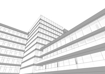 Fototapeta premium Modern office building 3d illustration