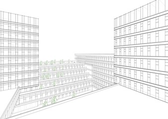 Fototapeta premium Modern office building 3d illustration