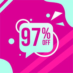 vector illustration flash sale, banner design template, tags set with 97 percent discount offer.