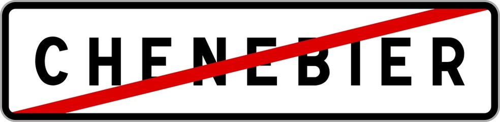 Obraz premium Panneau sortie ville agglomération Chenebier / Town exit sign Chenebier