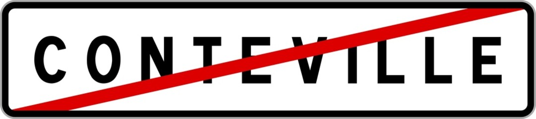 Panneau sortie ville agglom&eacute;ration Conteville / Town exit sign Conteville